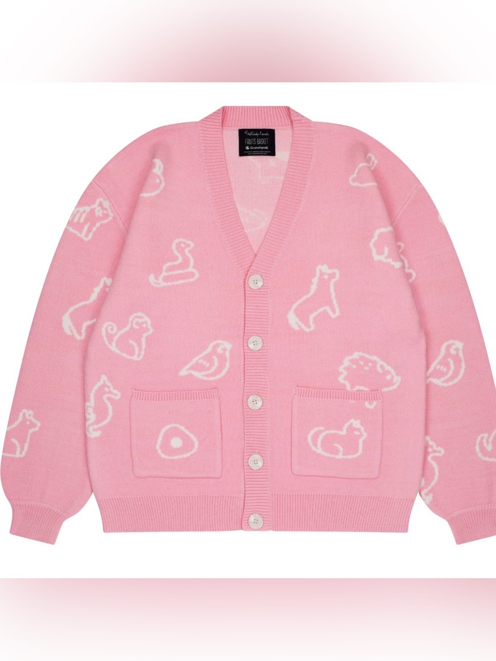 Steady Hands fruit basket pink zodiac cardigan womens size XS